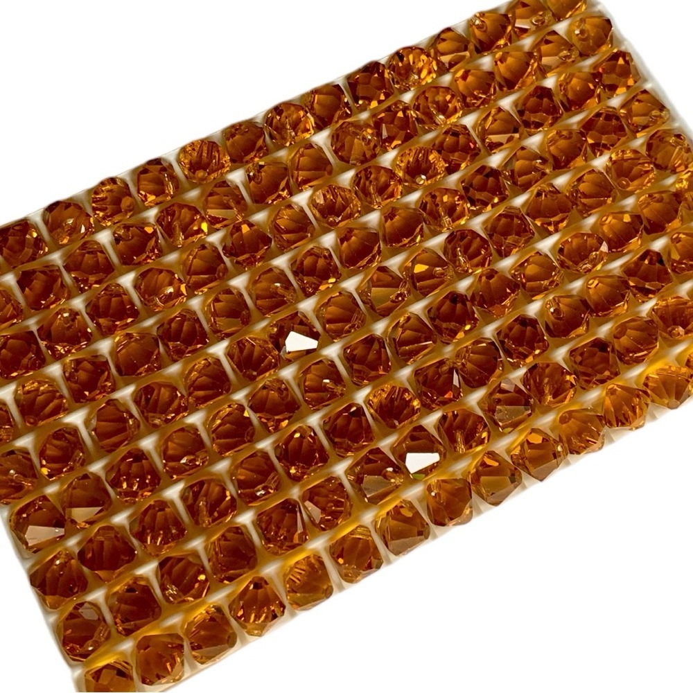 Swarovski Lot/24 8mm Topaz Bicone Faceted Crystals - Made in Austria - Picture 4 of 4